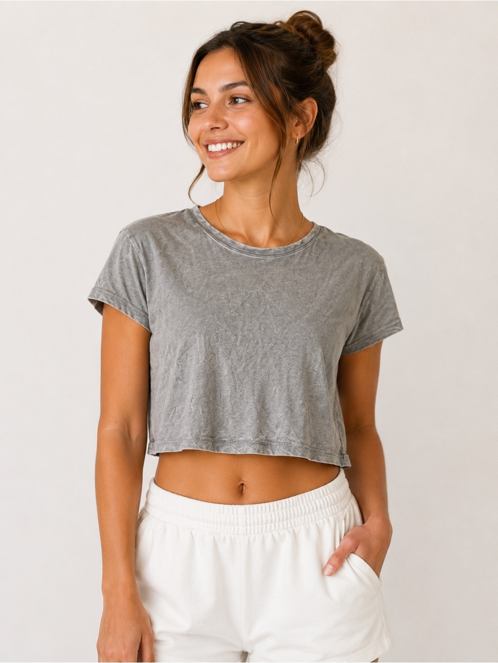 Truly Madly Deeply Gray Crop T-Shirt